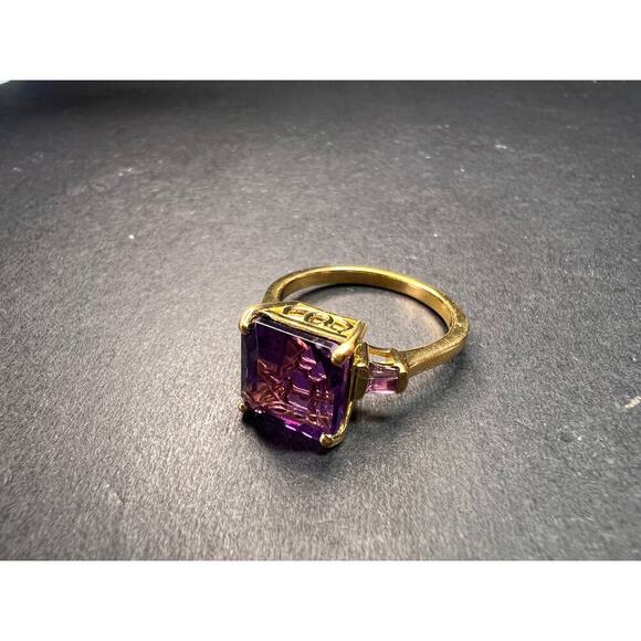 NEW African amethyst ring in vermeil yellow gold size 9 - Picture 10 of 16